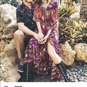 Maxi Dress Tulle and Batiste Amara in Plum/Purple